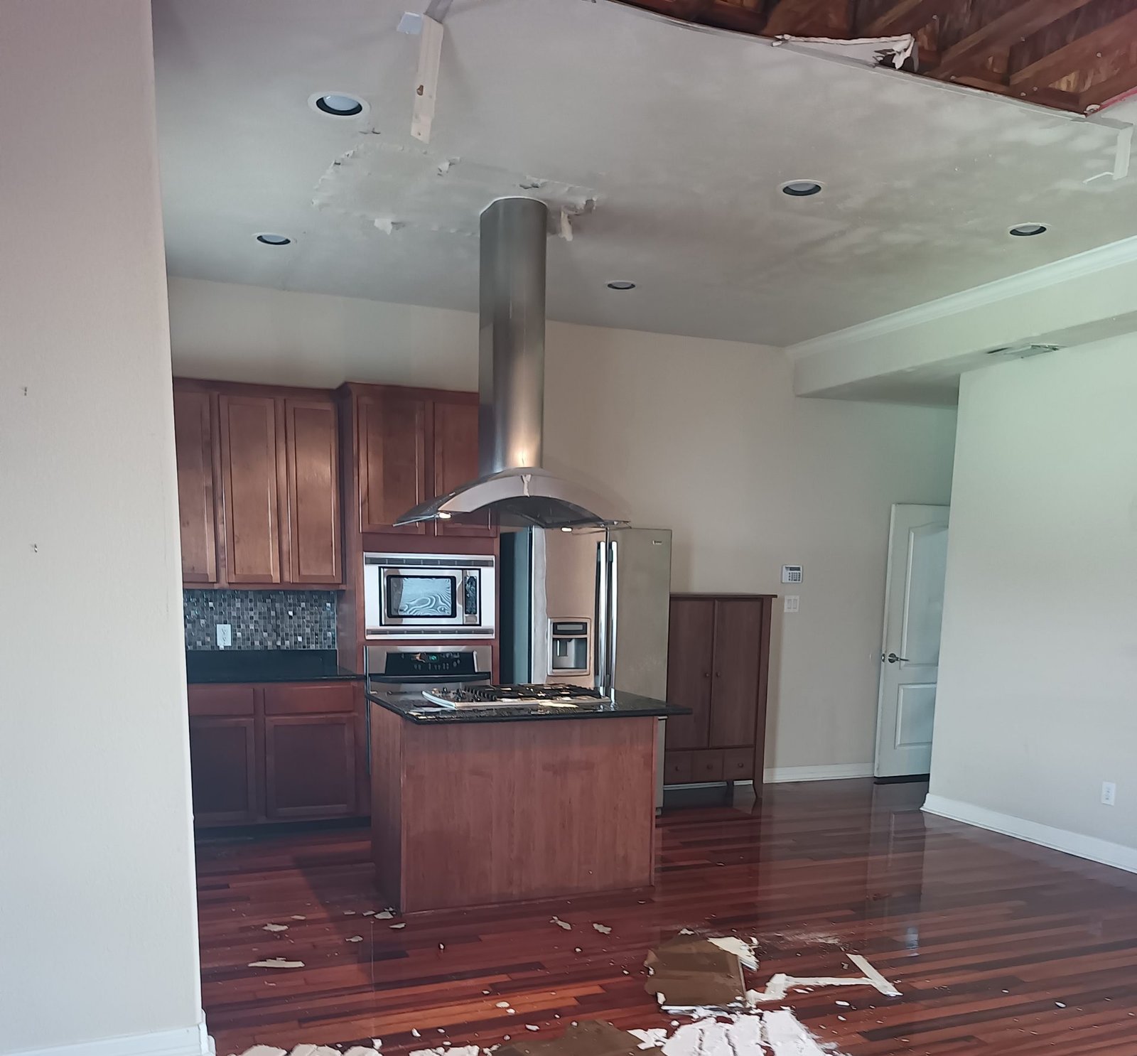 water damage in kitchen of a houston home