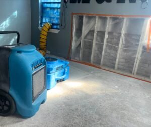 dehumidifier and air scrubber equipment in a renovation space